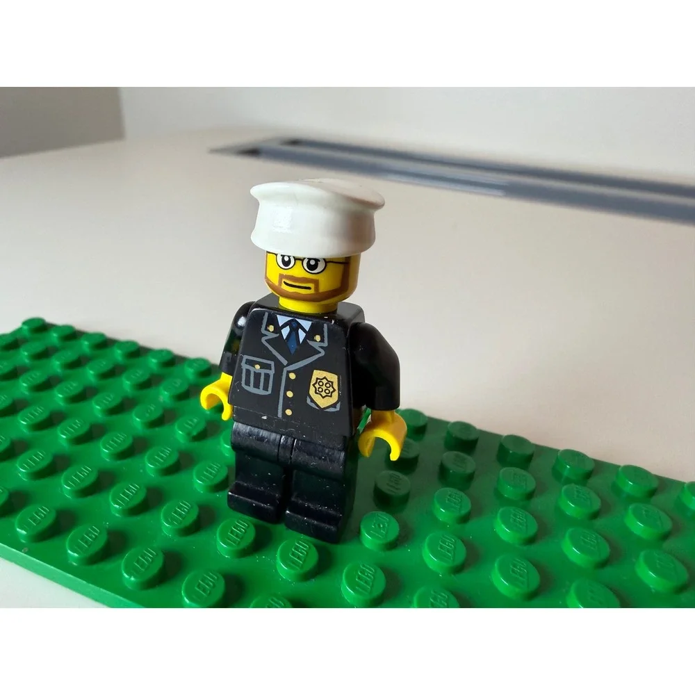 LEGO Minifigure Police Officer Lot 2pc Black White Vintage City Cop Figures